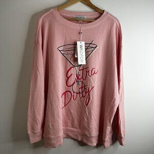 Wildfox Sweatshirt Womens Medium Pink Extra Dirty Martini Graphic Pullover Top